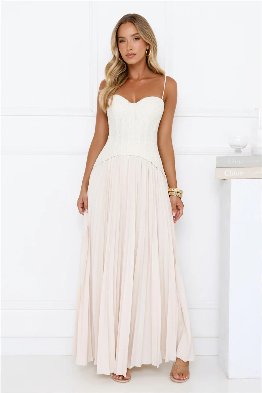 Antique Roses Lace Maxi Dress Cream